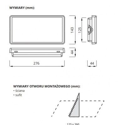 Oprawa ewakuacyjna Exit IP65 3W