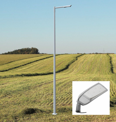 Latarnia uliczna LED 50W 4000K słup 6m + wysięgnik 0,5m + fundament