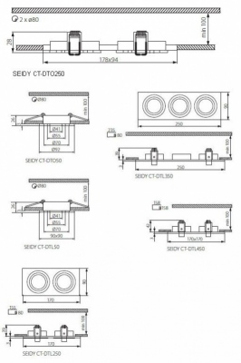 Sufitowa oprawa punktowa SEIDY CT-DTO50-AL