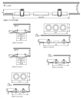 Sufitowa oprawa punktowa SEIDY CT-DTO50-B