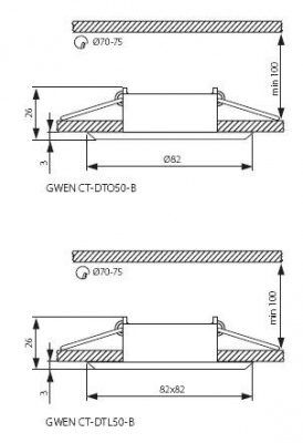 Sufitowa oprawa punktowa GWEN CT-DTL50-B