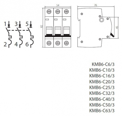 Wyłącznik nadmiarowo-prądowy KMB6-C50/3
