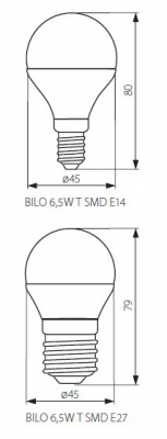 Lampa z diodami LED BILO 6,5W T SMDE14-NW