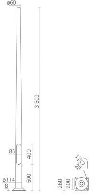 Słup aluminiowy anodowany 3,5m /D60 naturalny