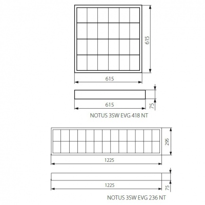 Oprawa rastrowa natynkowa Notus 3ws Evg 236 Nt