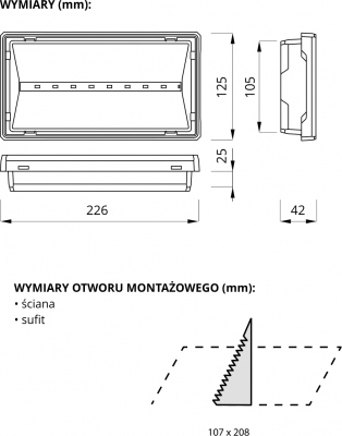 Oprawa EXIT IP65 ECO LED 3W 310lm 1h jednozadaniowa biała Autotest