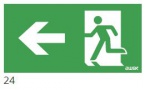 125x250 Piktogram 24 Strzałka Lewo Chłopek W Drzwiach Logo Awex (iso7010)