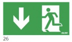 125x250 Piktogram 26 Strzałka Dół Chłopek W Drzwiach Logo Awex (iso7010)
